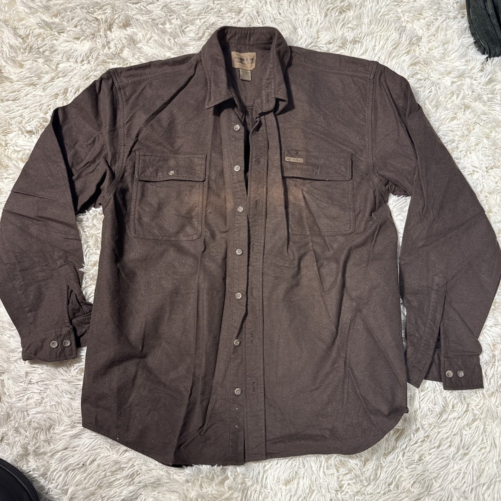 Vintage Cold Storage 100% Cotton 2xlt Brown Long Sleeve Button Up